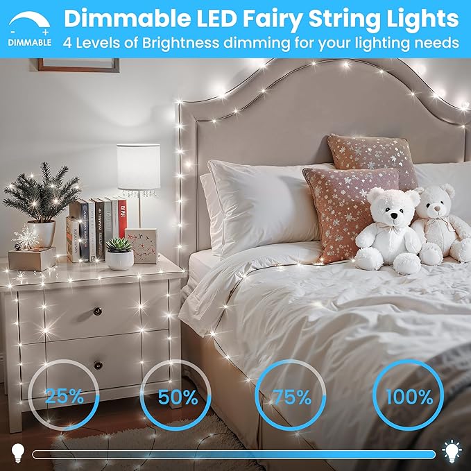 Larkvue 492FT 1500 LEDs String Lights with Remote, Dimmable 8 Modes Timer & Memory Function Fairy Rope Light for Christmas Tree Indoor Decor-Cool White
