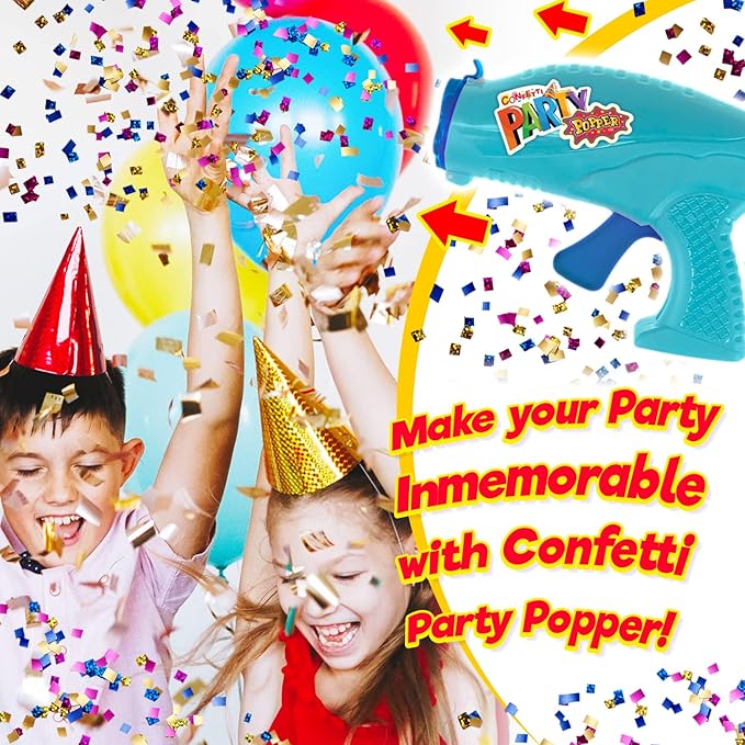 JA-RU Confetti Poppers for Kids (12 Pack) Colorful Party Poppers Confetti Shooters, Confetti Gun, Party Favors for Gender Reveal, Wedding, Birthday & New Year’s Eve | 955-12s