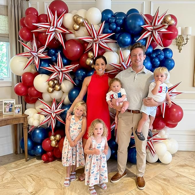 Red White Blue Balloons Arch kit 4th of July Navy Royal Blue Red Sand White Gold Balloon Star Foil Balloon for USA 250th Anniversary Independence Memorial Graduation Patriot Birthday Party Decoration