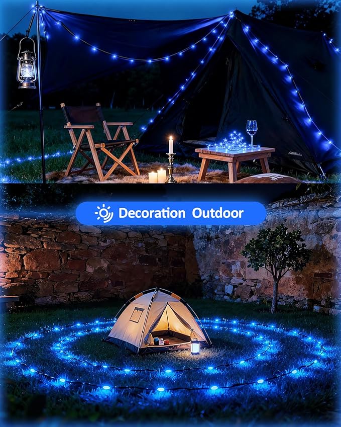Outdoor String Lights, 328FT 1000 LED Fairy Lights, IP65 Waterproof Outside with Remote, 8 Lighting Modes Dimmable Timer Hanging LED Lamp for Camping Garden Patio Christmas Decor Yard Fence Tree