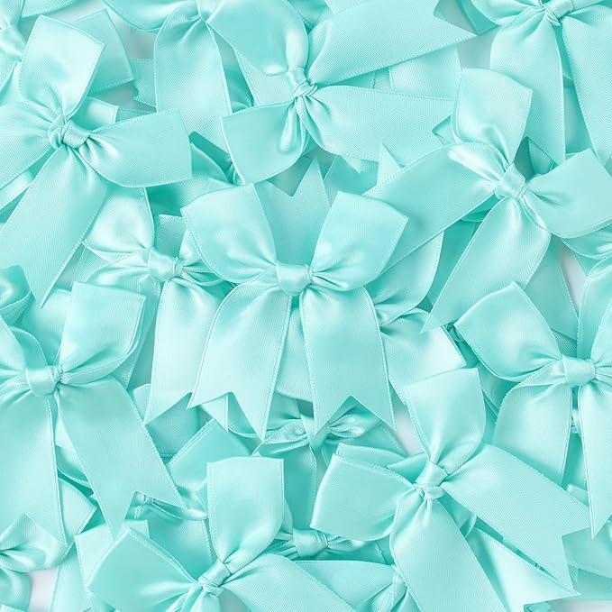 Green Gift Wrap Bows – 50pcs 3.3 Inch Elegant Satin Bows for Gift Wrapping, Wedding Decor, Baby Shower, Party Decorations, Birthday, Easter, Christmas, Anniversary, DIY Crafts, Gift Bags