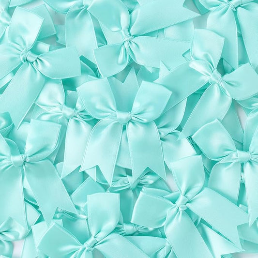 Green Gift Wrap Bows – 50pcs 3.3 Inch Elegant Satin Bows for Gift Wrapping, Wedding Decor, Baby Shower, Party Decorations, Birthday, Easter, Christmas, Anniversary, DIY Crafts, Gift Bags