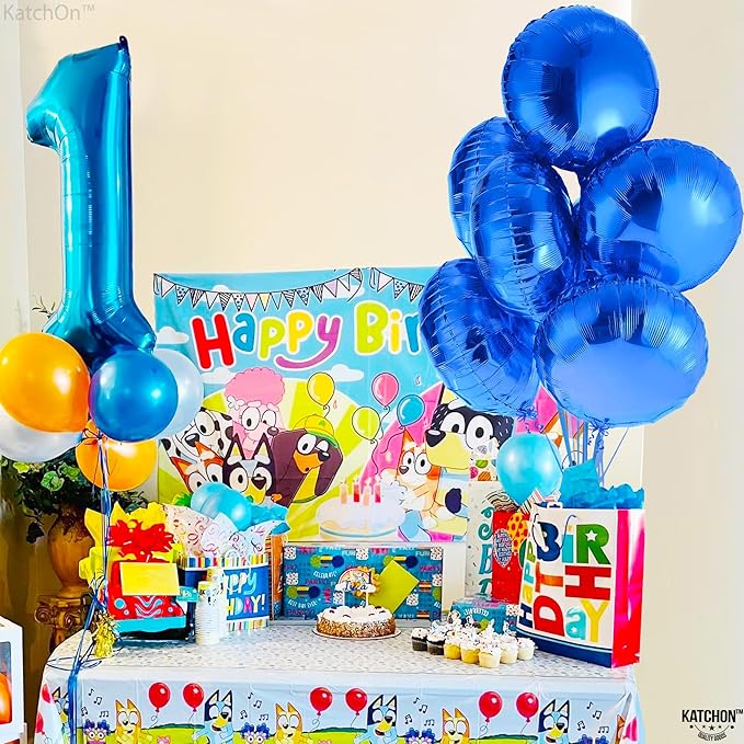 KatchOn, Blue Mylar Balloons -18 Inch, Pack of 6 | Eid Foil Balloons for Graduation Decorations 2026, Birthday, wedding, Gender Revel, Blue Baby Shower Decoration | Under The Sea Party Decorations