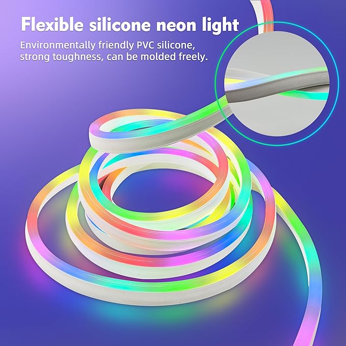 32.8ft Neon Rope Lights,LED Strip Lights - Waterproof, Bendable, Indoor/Outdoor Use for Parties, Home Decor (10M/32.8FT)