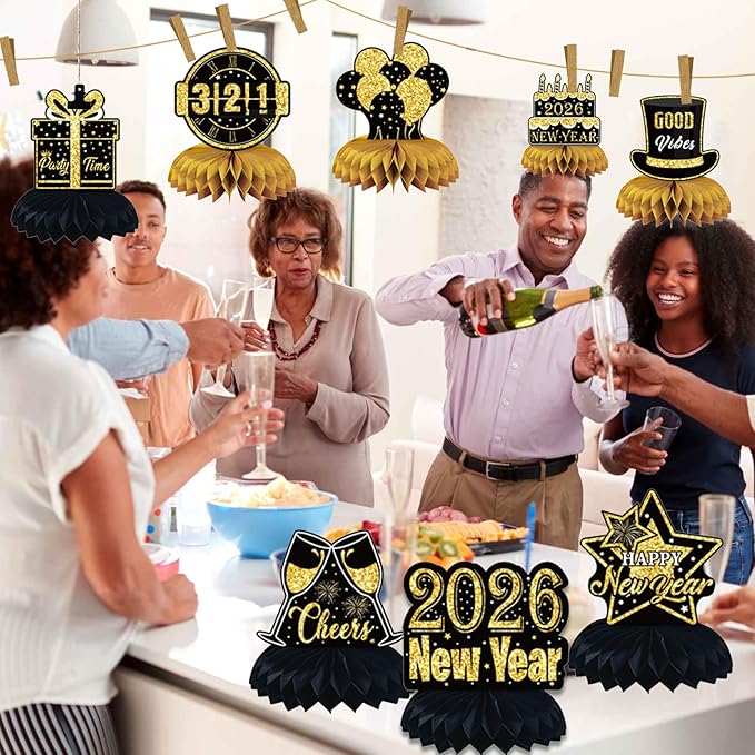 New Years Eve Party Supplies 2026, Pack Of 9 New Years Eve Centerpieces For Tables, Happy New Year Decorations, New Years Eve Table Decorations