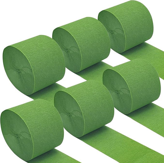Oun Nana Green Crepe Paper Streamers Party Decorations, 6 Rolls 738 Ft Party Streamers for Birthday, Baby Shower, Wedding, Graduation, Backdrops, Ceilings and DIY Crafts