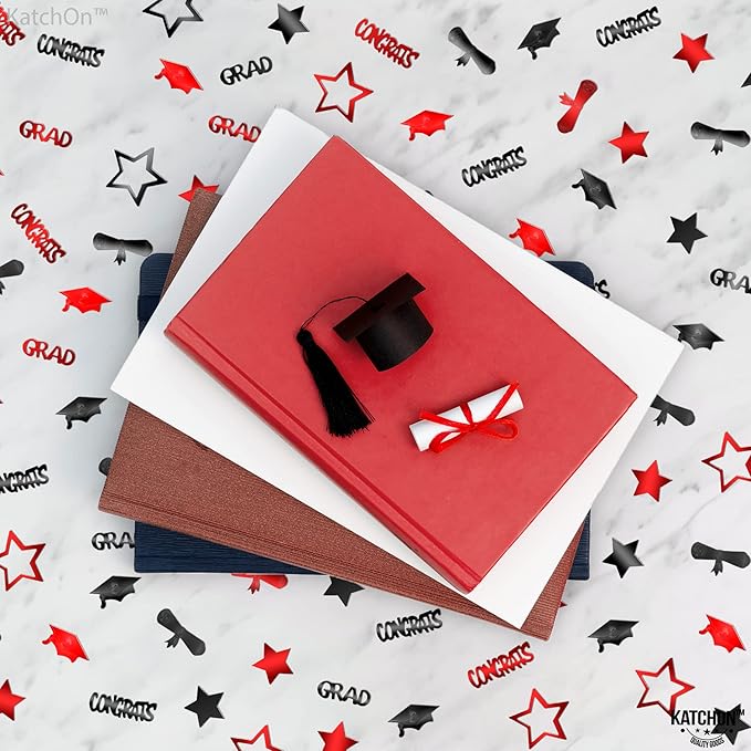 Graduation Decorations 2026 | Red and Black Graduation Confetti 2026 - Pack of 1300 | Graduation Confetti class of 2026 | 2026 Confetti Graduation | 2026 Graduation Table Decorations, KatchOn