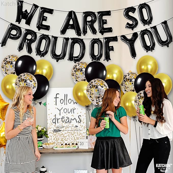 KatchOn, Black We Are So Proud of You Balloons - 16 Inch, Pack of 16 | Proud Of You Balloon for Graduation Decorations 2026, Graduation Balloons, 2026 Graduation Decorations