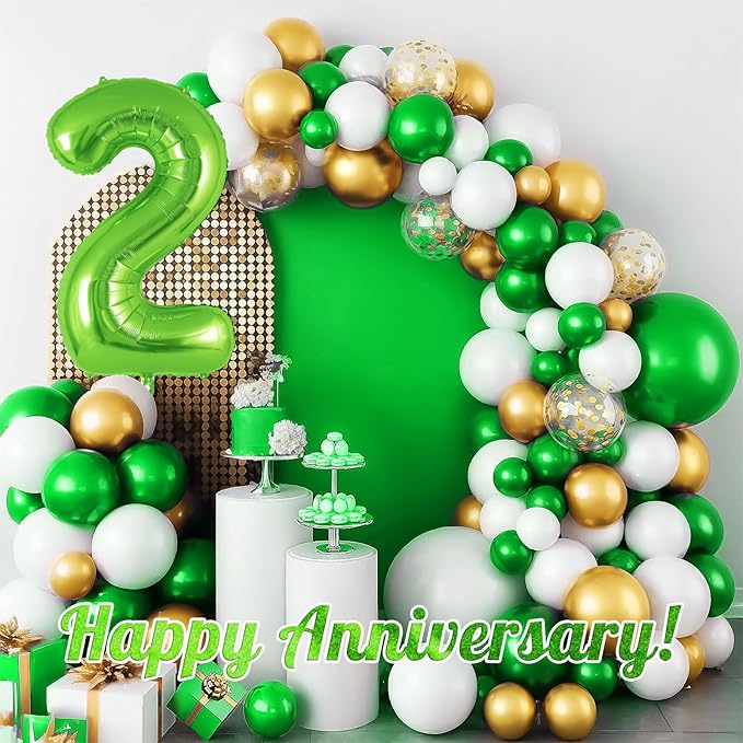 Green Number 2 Balloon 40 Inch, Big Large Foil Helium Number Balloons, Jumbo Giant Mylar Number 2 Balloons for 2 Second Birthday Party Decorations Supplies Anniversary Celebration