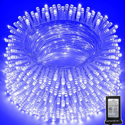 393 FT Christmas Lights 1000 LED Xmas Lights Outdoor Christams String Lights Waterproof 8 Modes & Timer, Fairy Lights Plug in for Weeding, Patio, Party, Holiday,Christmas Decor (Blue)