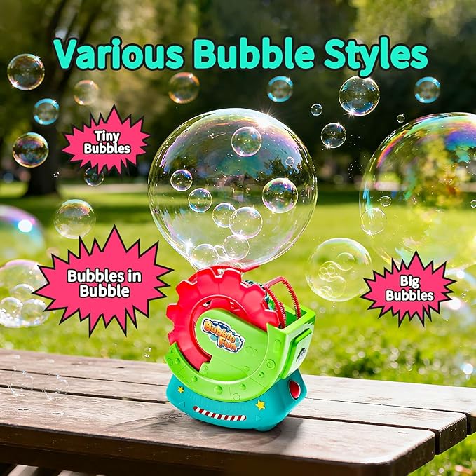 Bubble Machine for Toddlers Kids & Pets, with 8oz Safe Solution, Extra Large & Bubbles in Bubble Maker, Children & Pets Dog Toys Gift, Indoor/Outdoor Birthday Wedding Party Bubble Blower