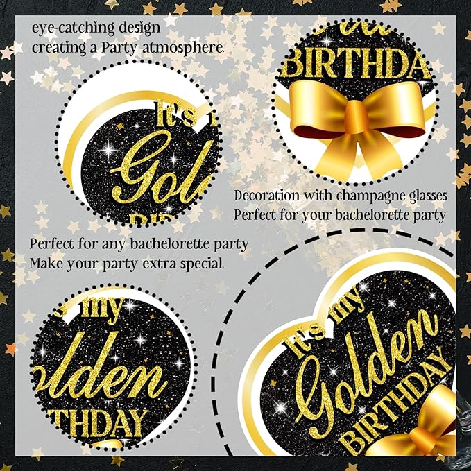 It's My Golden Birthday Honeycomb Centerpieces- Gold Happy Birthday Party Decorations for Teens, Women, Men - Golden Birthday Party Supplies for Girl or Boy, Golden Party Decorations Supplies