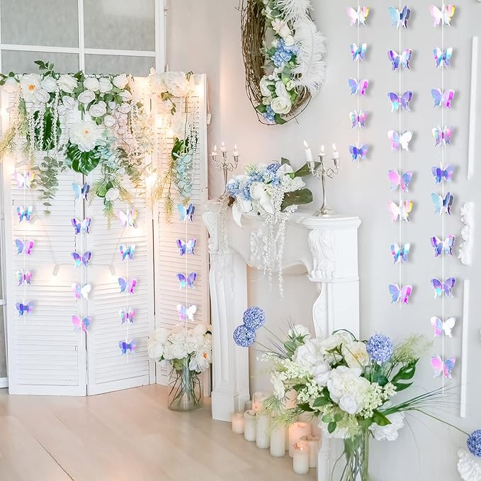 Zonon 8 Pieces 3D Butterfly Hanging Garlands Decoration Butterfly Paper Party Streamers Backdrop for Wedding Birthday Fairly Baby Shower Holiday Party Decorations (2.8 x 2.4 Inches)