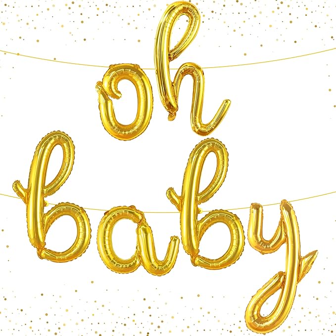 KatchOn Gold Oh Baby Balloon Sign - 16inch, Perfect for Baby Showers & Gender Reveals