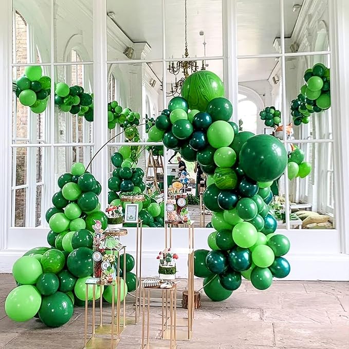Awenztech 120pcs Green Balloon Arch Kit, 18 12 10 5 inch Green Latex Balloons Different Sizes Balloon Garland for Birthday Baby Shower Tropical Party Decorations