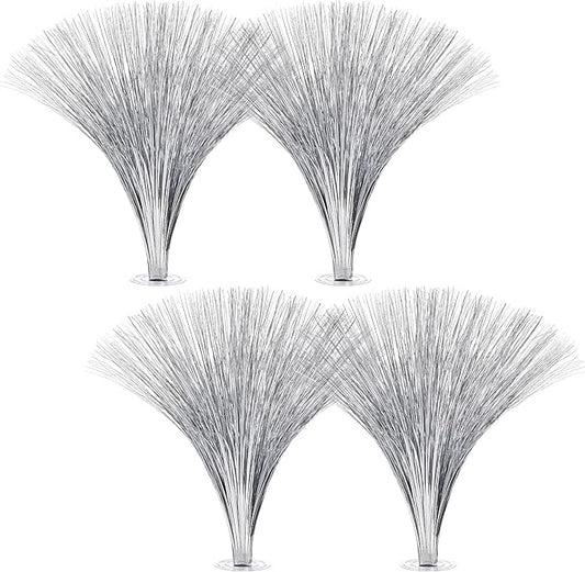 Colingmill 4 Pcs Plastic Metallic Spray Centerpieces for Birthday Table Decorations for Celebration Wedding Decorations Anniversary Holiday Party Supplies, 15.75" (Silver)