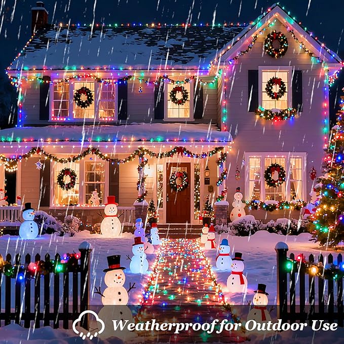 1500 LED Christmas Lights Outdoor with 12 Modes, 470FT Green Wire Christmas String Fairy Lights with Timer & Dimmable, Waterproof Twinkle Tree Lights for House Party Wedding Xmas Decor, Multicolor