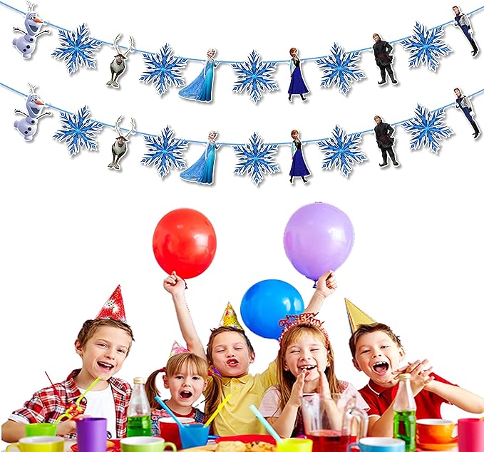 Frozn Garland Decoration – ICY Winter Theme Hanging Garland for Birthday Celebration Setup, Wall and Backdrop Display, Party Room Styling, Photo Area Decoration, and Cool Blue Themed Event Décor