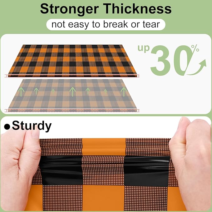 misaya 12 Packs Buffalo Disposable Table Cloth, 54 x 108 Inch Waterproof Plastic Tablecloth, Rectangle Black and Orange Checkered Table Covers for Picnic, Birthday, Party