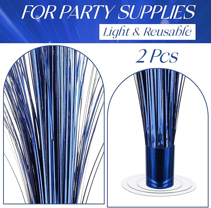 2 Pcs Metallic Spray Centerpieces Graduation Centerpieces for Tables Decorations with Clear Base Shimmering Foil Sprays for Birthday Easter and Celebration Events(Blue)