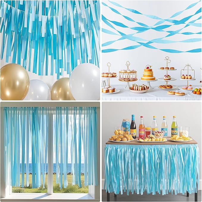 Oun Nana Blue Streamers Crepe Paper 6 Rolls, 2.2" x 123 Ft, Birthday Party Streamers Decorations for Gender Reveal Baby Shower Bachelorette Party Bridal Shower Graduation Wedding Anniversary