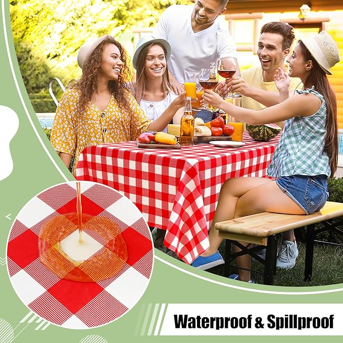 misaya 4 Packs Buffalo Disposable Table Cloth, 54 x 72 Inch Waterproof Plastic Tablecloth, Rectangle Red and White Checkered Table Covers for Picnic, Birthday, Party