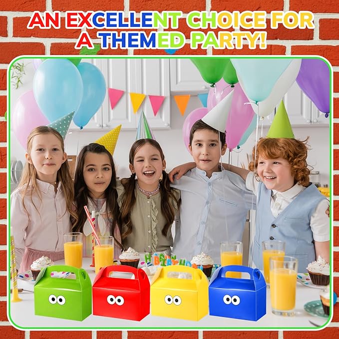 Marspark 24 Pack Cartoon Party Gift Boxes for Street Theme Birthday Supplies, Paper Cartoon Candy Treat Boxes for Anime Themed Birthday Party Decorations (Eyes Pattern)