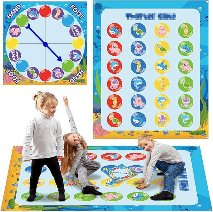 Giant Floor Games - Summer Ocean Pose Balance Game, Under The Sea Party, Indoor Outdoor Interactive Game for Adults - Promotes Physical Activity, Family Board Mat for Lawn Yard Camping