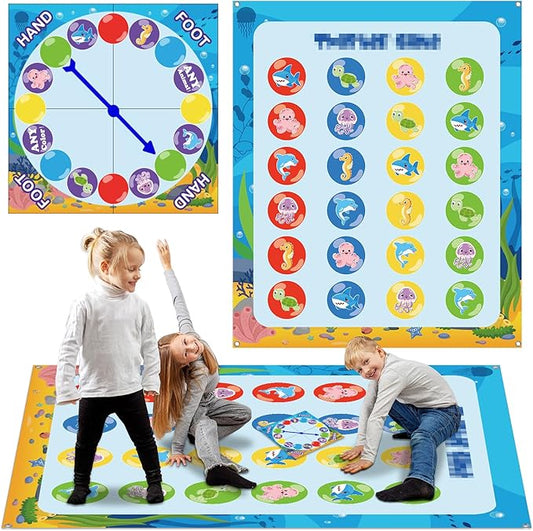 Giant Floor Games - Summer Ocean Pose Balance Game, Under The Sea Party, Indoor Outdoor Interactive Game for Adults - Promotes Physical Activity, Family Board Mat for Lawn Yard Camping