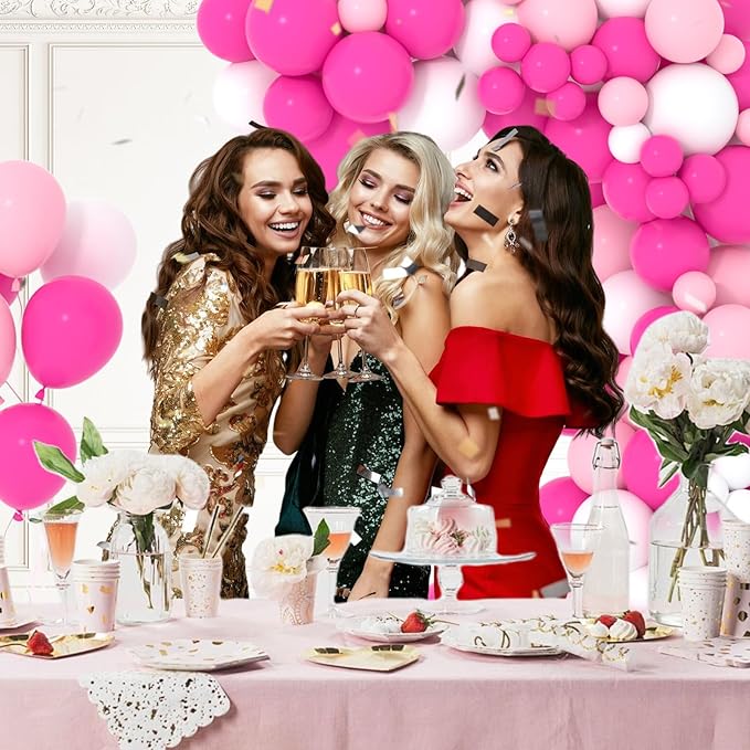 Rose Red Pink White Balloon Garland Arch - Lihgt Pink White Balloons Rose Red Balloons Valentines Party Balloons for Wedding Anniversary Girl Birthday Baby Shower Bridal Shower Party Decors