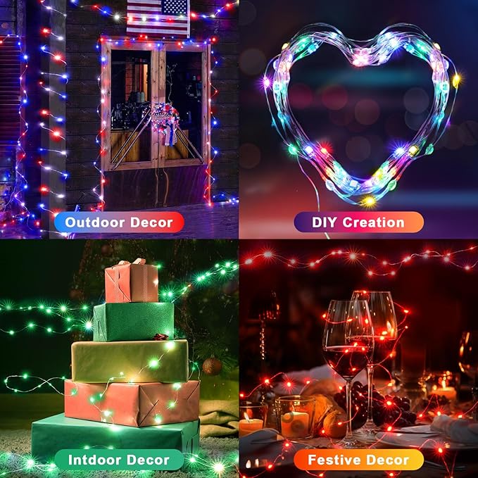 65.6FT 200LEDs Fairy Lights with Remote, 196 Modes 24 Color Changing Timer Dimmable Adjustable Speed IP65 Waterproof Fairy Lights Plug in for Tree Party Wedding DIY Festival Bedroom Chairs Decoration