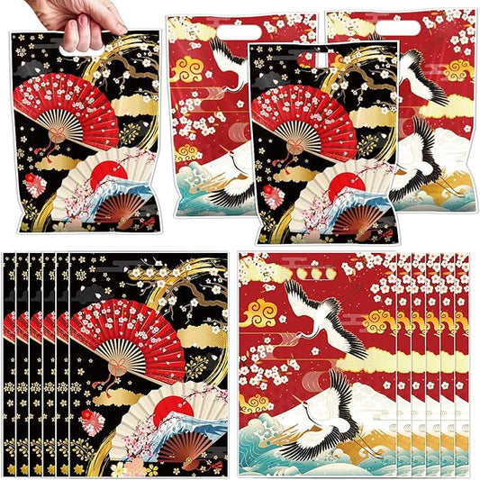 Falueqg Hibachi Party Favor Bags - 50 Pcs Japanese Hibachi Goodie Candy Snack Bags Chinese Japanese Themed Party Favors for Birthday Baby Shower Decor