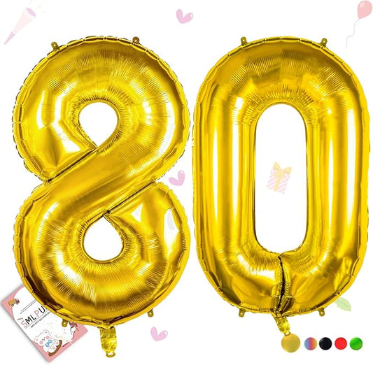 40 inch Number Balloon 0-9 Gold Large Number 80 Balloons,Digital Balloons for Birthday Party Celebration Decorations Supplies, Helium Foil Number Balloons for Wedding Anniversary