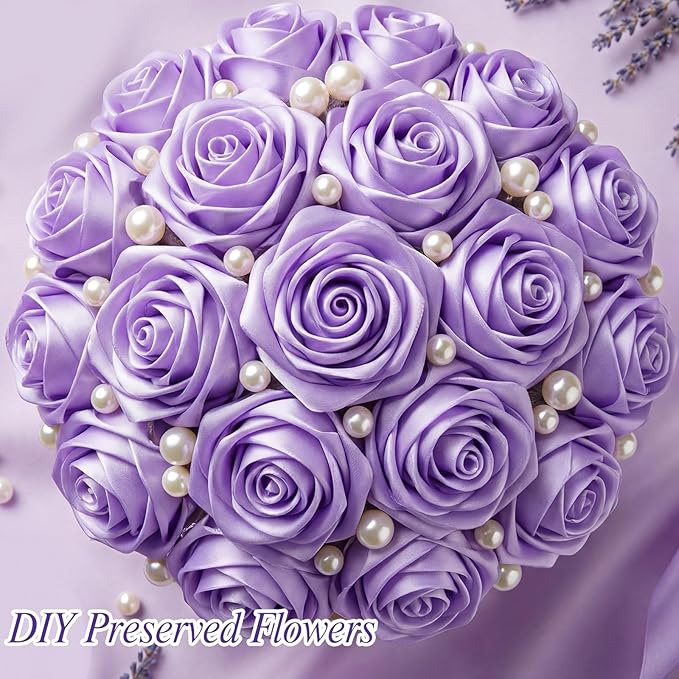 woric Light Purple Ribbon 1 1/2 Inch 50 Yards Solid Fabric Lavender Satin Ribbon for Mothers Day Flower Bouquet Gift Wrapping Wedding Party Vase Decorations
