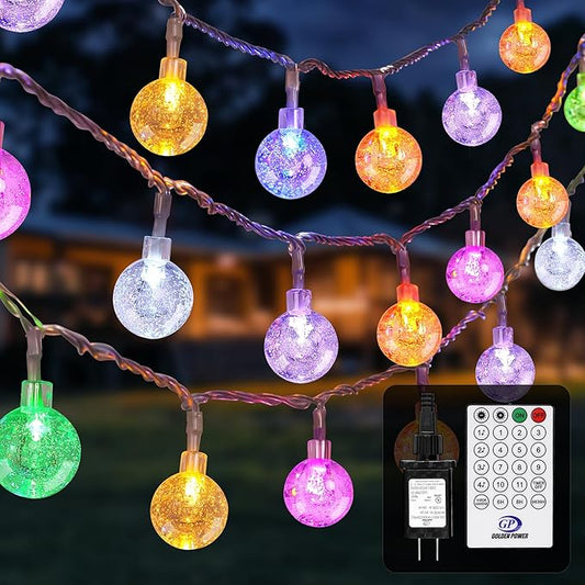 YCoisini 66FT Outdoor String Lights, 100 LED Patio Lights with Remote Control, Voice-Activated & Music Sync Mode, 16 Color-Changing Modes, Waterproof for Patio Garden Party Decor