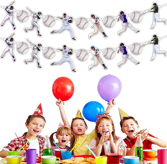 Baseball Garland Decoration – Sports Theme Birthday Party Supplies for Boys and Adults – Hanging Banner Garland for Baseball Fans – Durable Party Decoration for Birthday and Team Celebrations