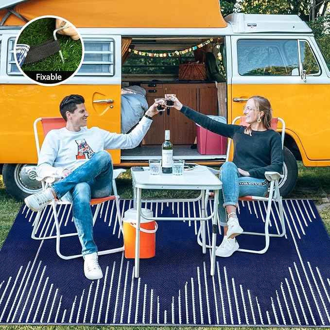 Falflor Outdoor Rug Waterproof 6x9 ft, Reversible Outdoor Plastic Straw Rug, Large Outdoor Patio Rug for RV Camping, Indoor Outdoor Rugs for Porch Deck Backyard Balcony Picnic Beach
