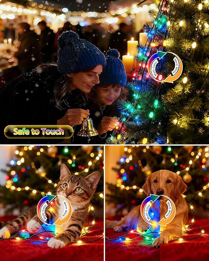 Outdoor String Lights, 328FT 1000 LED Fairy Lights, IP65 Waterproof Outside with Remote, 8 Lighting Modes Dimmable Timer Hanging LED Lamp for Camping Garden Patio Christmas Decor Yard Fence Tree