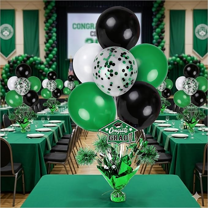 4 PCS Graduation Centerpieces for Tables Balloons Stand Holder Kit College Graduation Decorations 2026 Metallic Glitter Foil Balloon for Graduation Party Decorations Prom Send off Party Decor