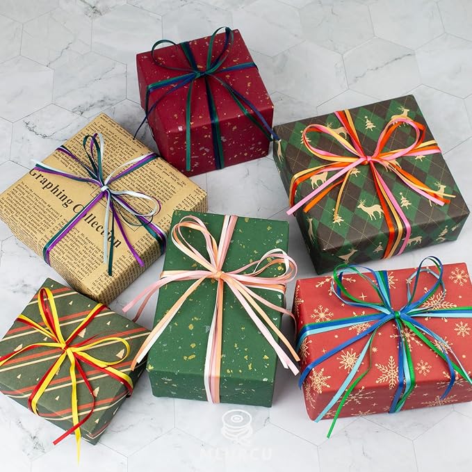 1/8 Inch Thin Ribbon for Crafts, Assorted Colorful Bulk Pack 120Yds, Double Faced Satin Set, Skinny Silk Fabric for Christmas Ornaments, Hair Bows, Sewing, Gift Wrapping