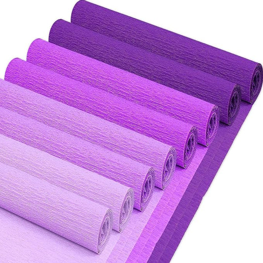 Whaline 8 Rolls Purple Crepe Paper Streamers 25 x 250cm 4 Gradient Purple Colors Party Decorative Craft Streamers Roll for Graduation Party Supplies Backdrop DIY Gift Wrapping Room Wall Decor