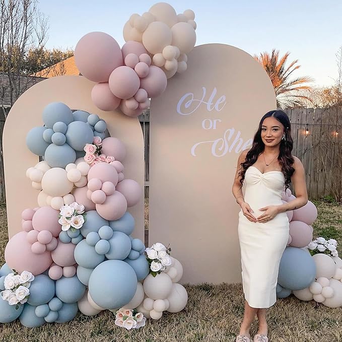 HILAVO Pink and Blue Balloon Arch Kit 133 Pcs Gender Reveal Balloons Garland Pastel Pink Dusty Blue Latex Party Balloon for Boy or Girl Gender Reveal Birthday Bridal Baby Shower Party Decorations