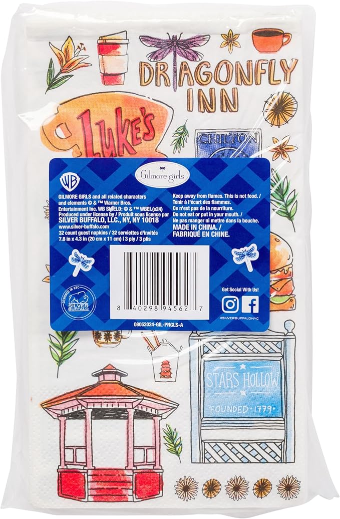 Silver Buffalo Gilmore Girls Featuring Dragonfly Inn, Chilton, Stars Hollow, and Luke’s Diner 32 Pack Party Paper Napkins