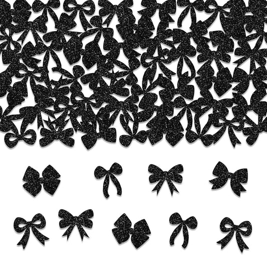 200 Pcs Black Bow Confetti, Bow Table Scatter Confetti Decorations, Black White Table Paper Decor for Baby Shower Birthday Wedding DIY Crafting Supplies