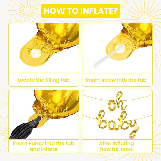 KatchOn Gold Oh Baby Balloon Sign - 16inch, Perfect for Baby Showers & Gender Reveals