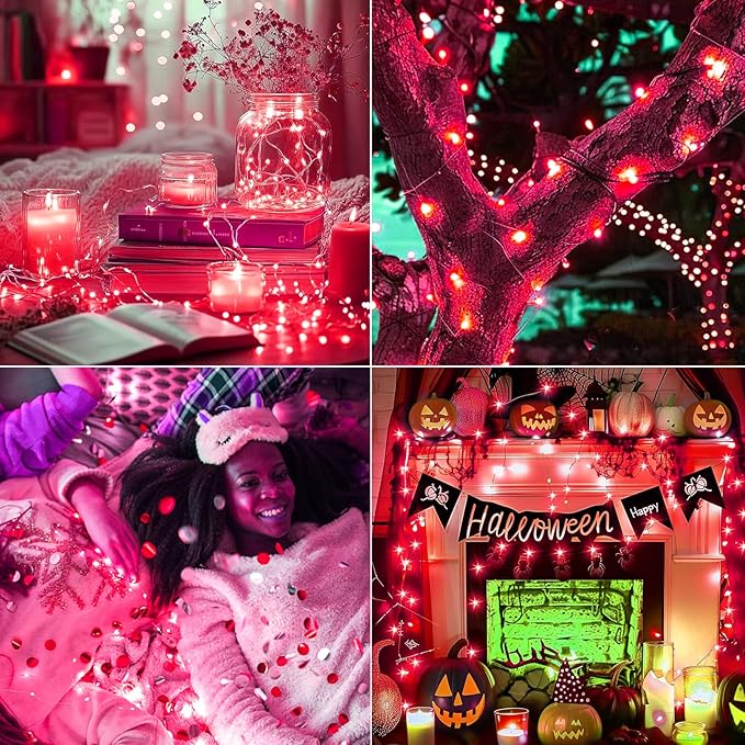8Pack Fairy Lights Battery Operated, 7ft 20 LED 3 Modes Speed Twinkle Mini String Lights Waterproof Silver Wire Firefly Starry Lights for Mason Jars Wedding Party Christmas Decorations