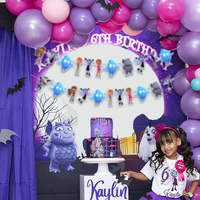 Vamprina Garland Decoration – Cute Vampire Fantasy Theme Hanging Garland for Birthday Celebration Setup, Wall and Backdrop Display, Party Room Styling, Photo Area Decoration, and Spooky.