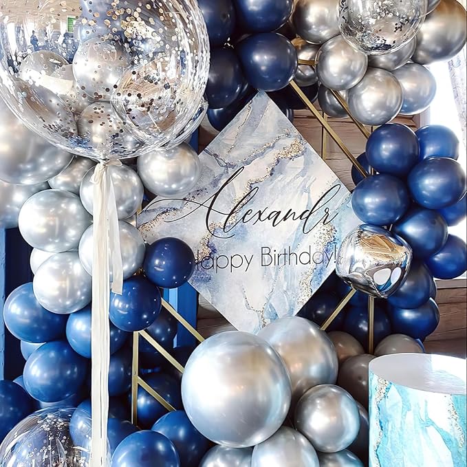 PartyWoo Navy Blue Balloons 152pcs Different Sizes of 18 12 10 5 Inch Dark Blue Balloon Arch Kit Garland for Graduation Wedding Sports Baby Shower Birthday Bachelorette Party Decorations Blue-Z90