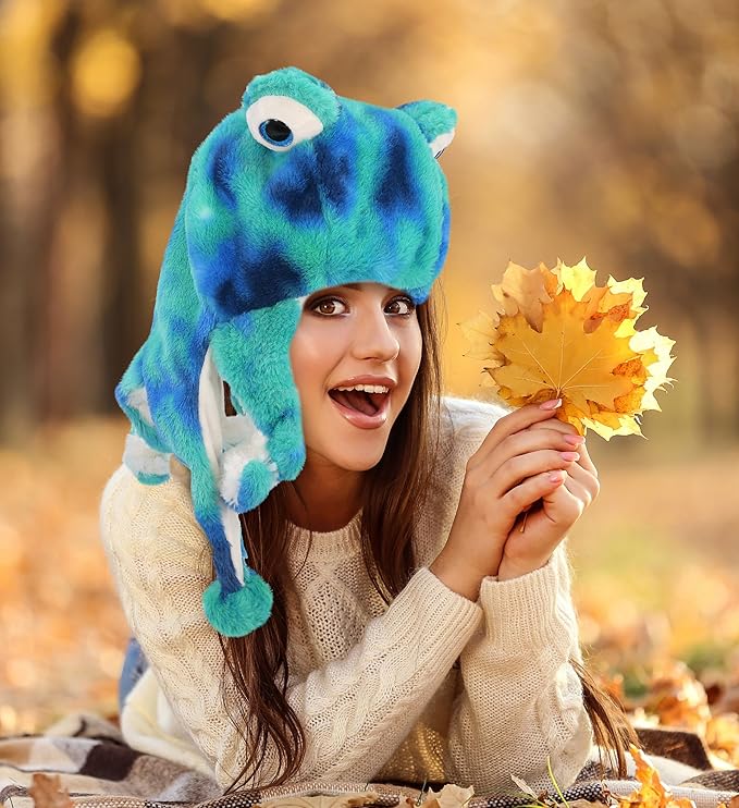 DolliBu Plush Hat – Super Soft Fleece Stuffed Animal Beanie with Ear Flaps, Cozy Warm Winter Hat for Kids – One Size