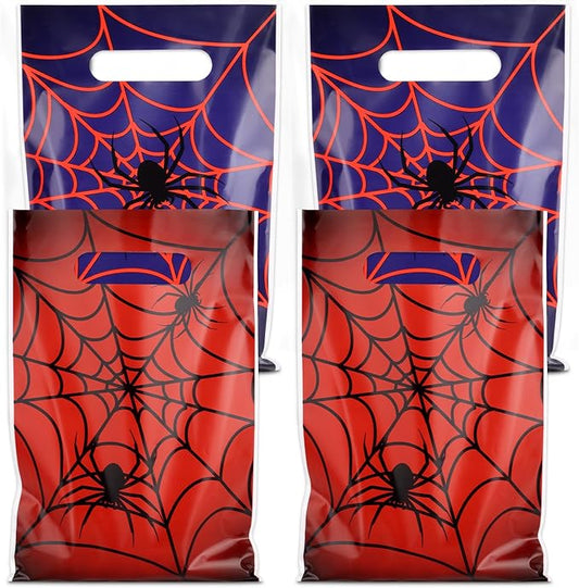 Hxezoc 50 Pieces Spider Web Gift Bags Plastic Spider Web Bags Practical Party Bags Party Favors for Spider Theme Birthday Party Decoration Supplies